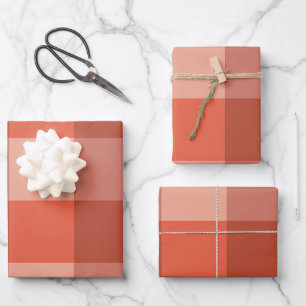 Feuille De Papier Cadeau Peach Fuzz Orange Checkerboard Motif