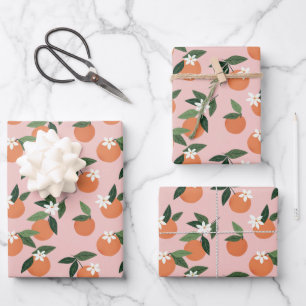 Feuille De Papier Cadeau Peach Orange Juice Motif