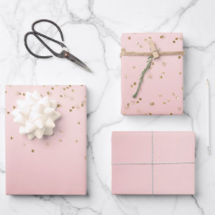 Feuille De Papier Cadeau Peach Pink Blush Gold Glitz Confetti Sparkhe