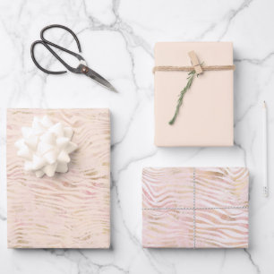 Feuille De Papier Cadeau Peach Pink Gold Zebra Print