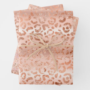 Feuille De Papier Cadeau Peach Rose Leopard