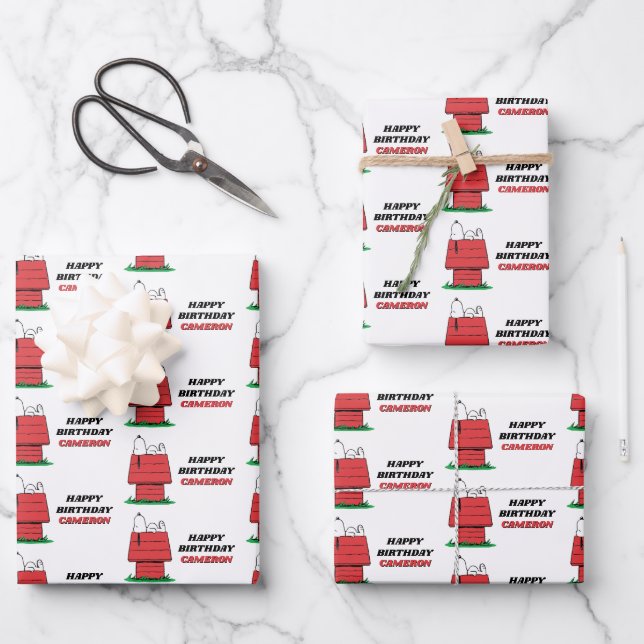 Feuille De Papier Cadeau Peanuts Snoopy Dog House Birthday Wrapping Paper S (Recto)