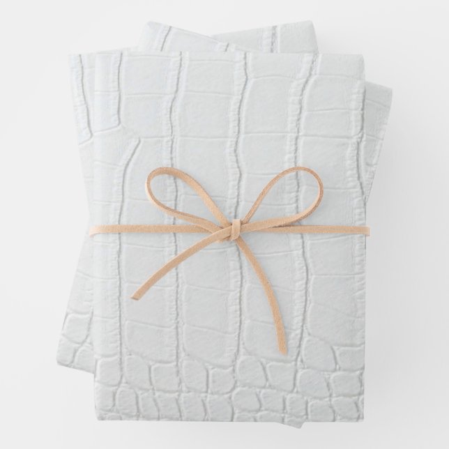 Feuille De Papier Cadeau Peau de crocodile blanc Imprimer Nouveau (En situation)