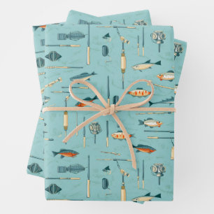 Feuille De Papier Cadeau Pêche Tackle Poisson Rods Pêche Sports