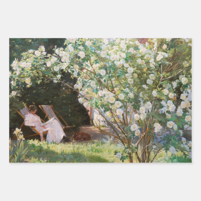 Feuille De Papier Cadeau Peder Severin Kroyer - Roses (Devant)