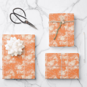 Feuille De Papier Cadeau Peinture Abstraite orange et crème