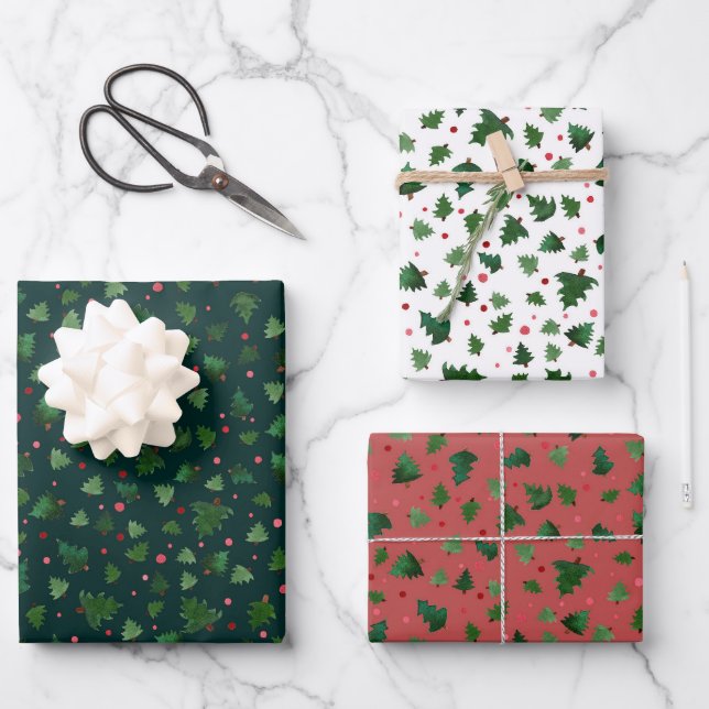 Feuille De Papier Cadeau Peinture aquatique de Noël (Recto)