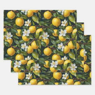 Feuille De Papier Cadeau Peinture d'art Fruit Fleur de Citron
