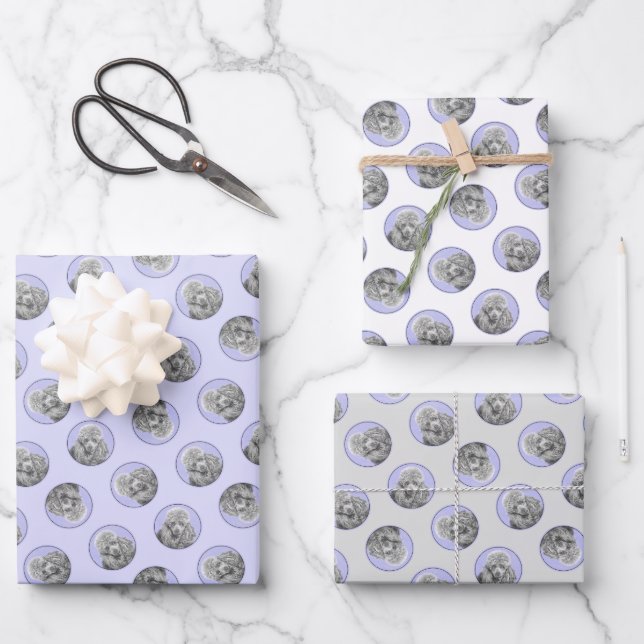 Feuille De Papier Cadeau Peinture de caniche Jouet miniature Argent Gris Ch (Recto)