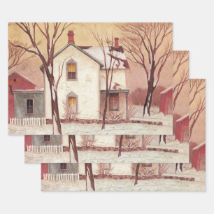 Feuille De Papier Cadeau Peinture de maison de ferme par l'artiste canadien