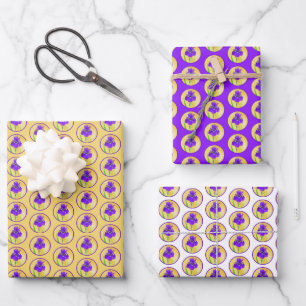 Feuille De Papier Cadeau Peinture Iris Violet - Art Fleur Originale