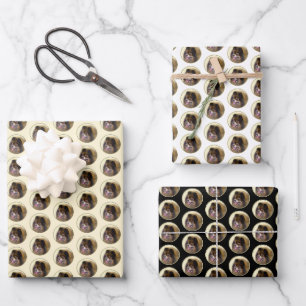 Feuille De Papier Cadeau Peinture Poméranienne Noir et Tan Art Chien origin