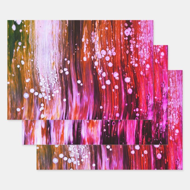 Feuille De Papier Cadeau Peinture Pour Cellules Balayer Art Abstrait Rose (Lot)