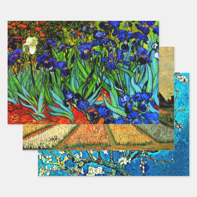 Feuille De Papier Cadeau Peintures populaires de Van Gogh, ensemble de troi (Lot)