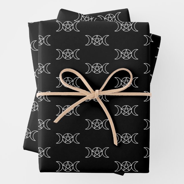Feuille De Papier Cadeau Pentacle triple lune (En situation)