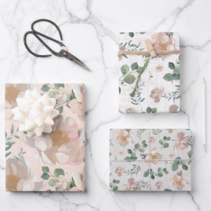 Feuille De Papier Cadeau Peonies roses Mariage envelopper cadeau