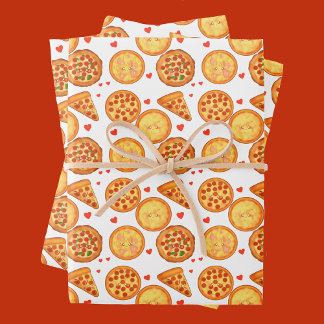Feuille De Papier Cadeau Peperroni, Fromage Et Pizza Margherita