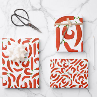 Feuille De Papier Cadeau Pepper mexicain rouge chaud