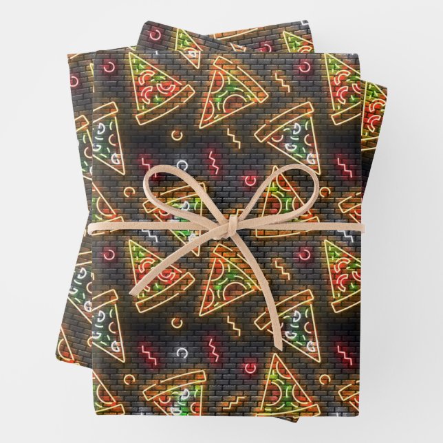 Feuille De Papier Cadeau Pepperoni Pizza (En situation)