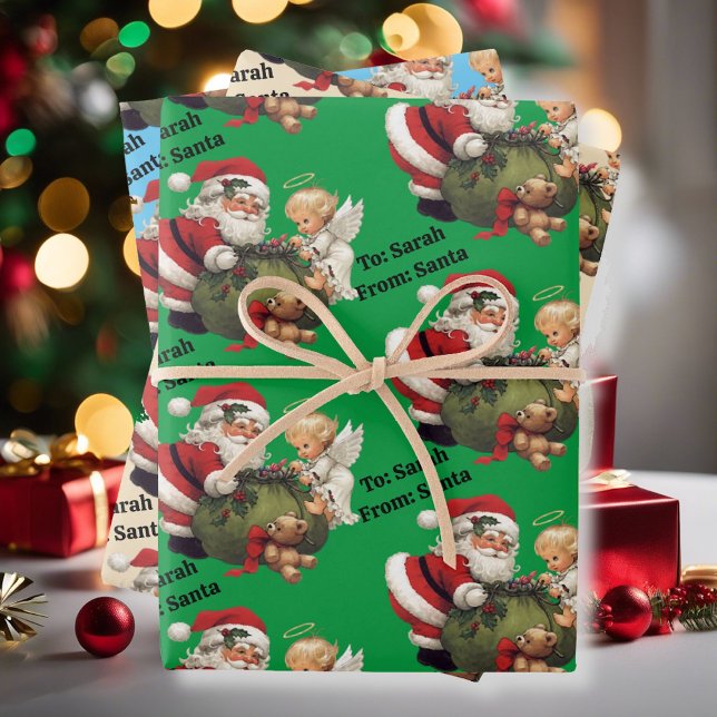 Feuille De Papier Cadeau Père Noël Ajouter Nom de l'enfant 3 mignonne (Créateur téléchargé)