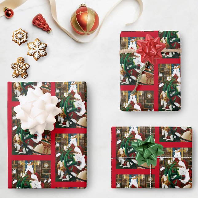 Feuille De Papier Cadeau Père Noël Christmas Dragon Imaginaire (Créateur téléchargé)