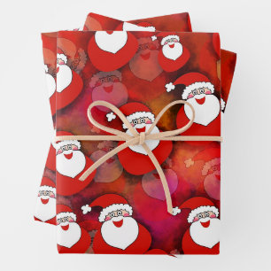 Feuille De Papier Cadeau Père Noël drôle rouge Noël festif 