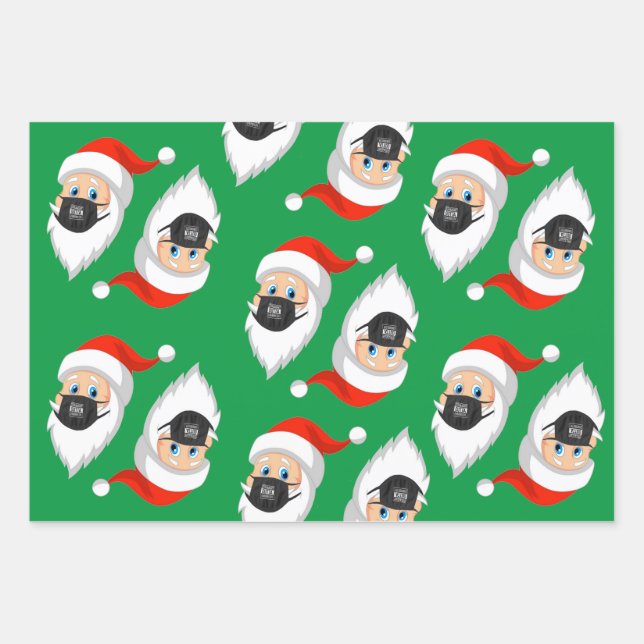 Feuille De Papier Cadeau Père Noël est en attente de quarantaine (Devant)