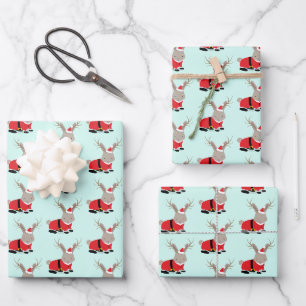 Feuille De Papier Cadeau Père Noël Jackalope Light Green Novelty Noël