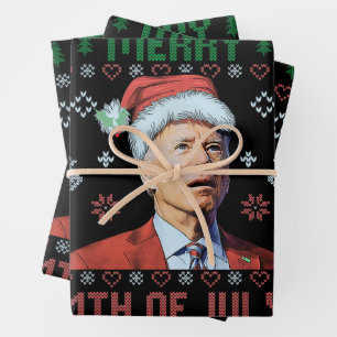 Feuille De Papier Cadeau Père Noël Joe Biden Joyeux Noël 4 juillet laid
