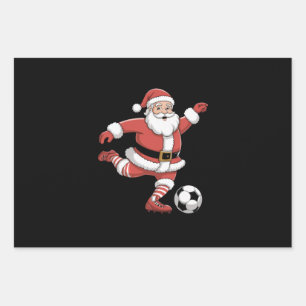 Feuille De Papier Cadeau Père Noël joue au football Sports de Noël