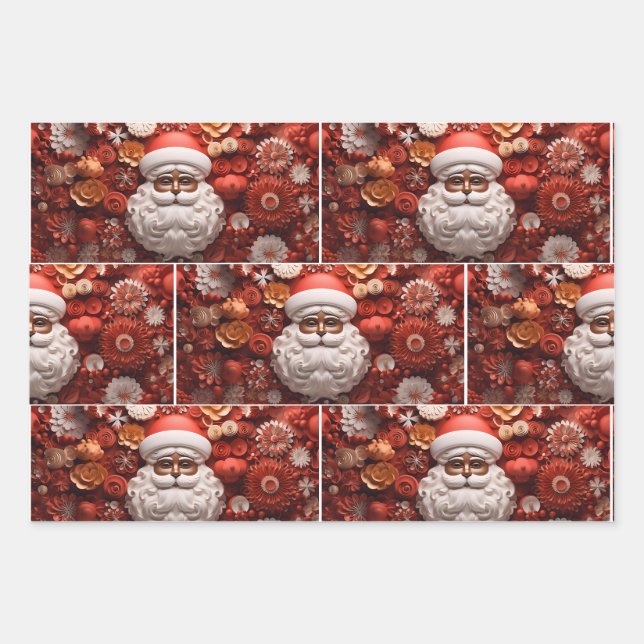 Feuille De Papier Cadeau Père Noël Noir, Noël Melanin, Vilain Noël (Devant 2)
