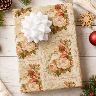 Feuille De Papier Cadeau Père Noël Nostalgique Vintage Noël