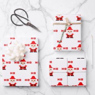 Feuille De Papier Cadeau Père Noël Pixel Art 2