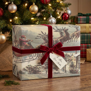 Feuille De Papier Cadeau Père Noël victorien Vintage