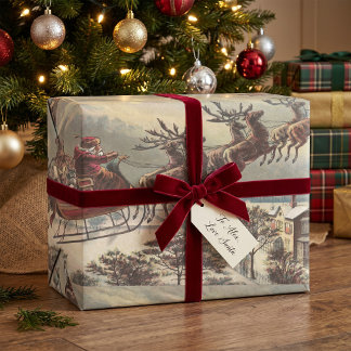 Feuille De Papier Cadeau Père Noël victorien Vintage