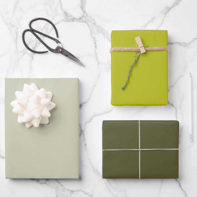 Feuille De Papier Cadeau Perle Moderne Vert Pomme Foncé Uni Chic (Recto)