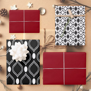 Feuille De Papier Cadeau Perles Art Déco Chic Burgundy Noire