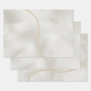 Feuille De Papier Cadeau Perles White Luxe
