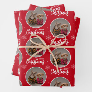 Feuille De Papier Cadeau Personalized Deep Red Merry Christmas 1 Photo