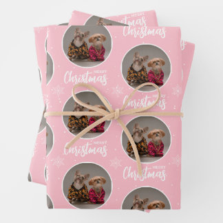 Feuille De Papier Cadeau Personalized Pink Merry Christmas 1 Photo