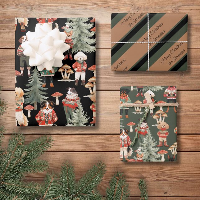 Feuille De Papier Cadeau Personalized Woodland Dog Christmas Wrapping Paper (Créateur téléchargé)