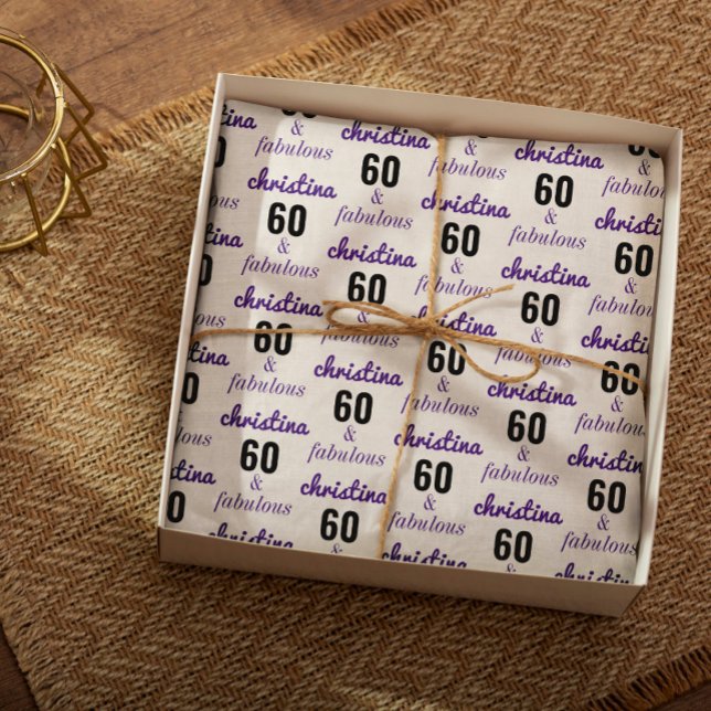 Feuille De Papier Cadeau Personnalisé 60 et fabuleux 60e anniversaire cadea (Créateur téléchargé)
