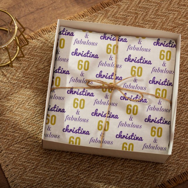Feuille De Papier Cadeau Personnalisé 60 et fabuleux 60e anniversaire cadea (A personalized gift wrap - how special is that!)