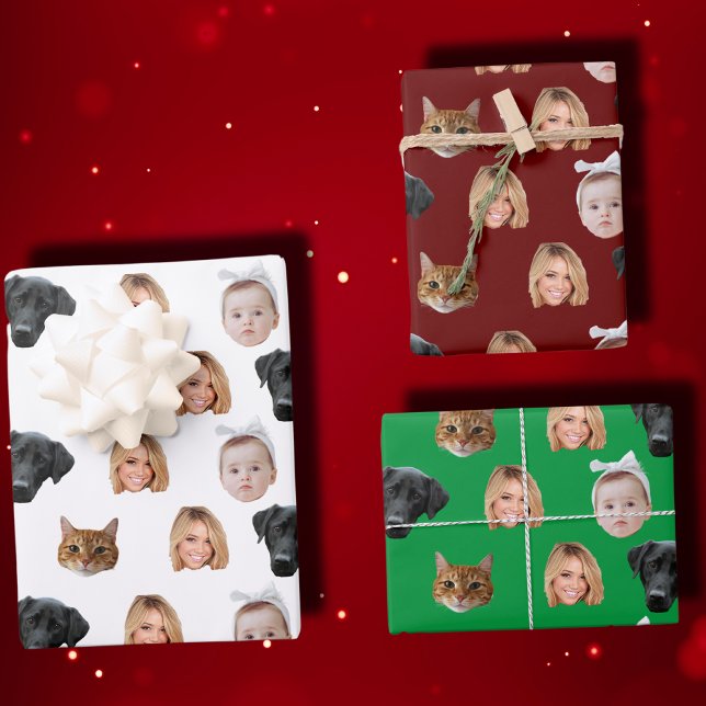 Feuille De Papier Cadeau Personnalisé Couette Famille Face 4 Photos (Créateur téléchargé)