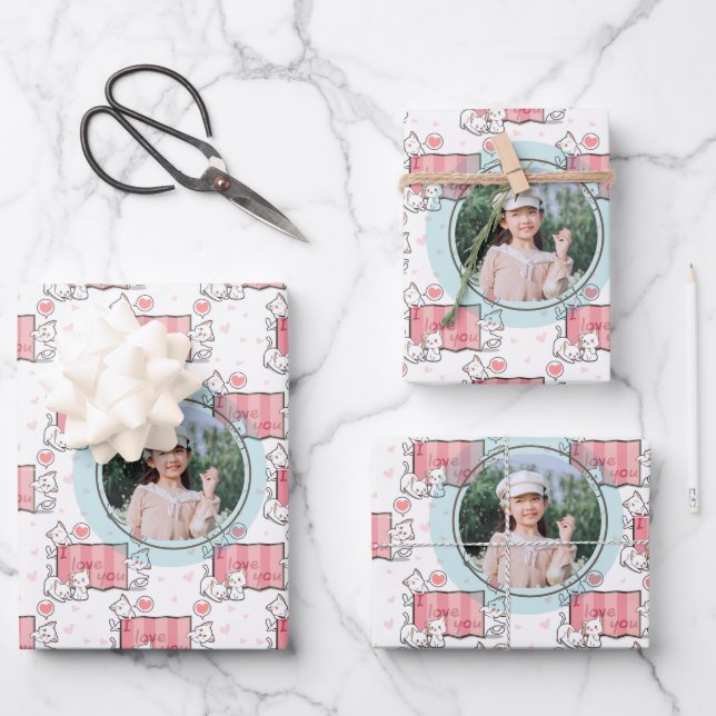 Feuille De Papier Cadeau Personnalisé Je t'aime Anniversaire (Recto)