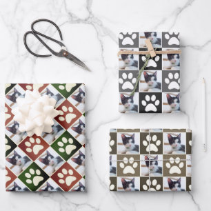 Feuille De Papier Cadeau Personnalisé Pet Photo Chat et Chien Empreinte de 