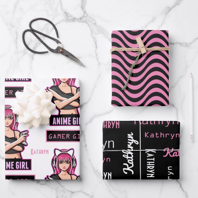 Feuille De Papier Cadeau Personnalisée Gamer Girl (Recto)