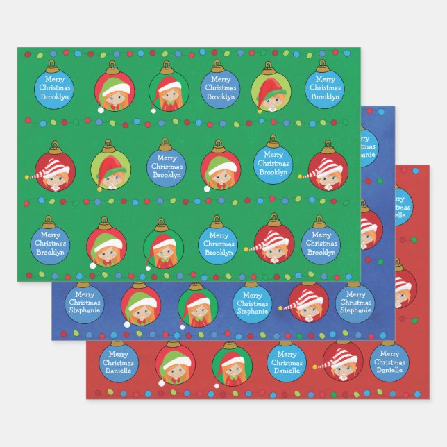 Feuille De Papier Cadeau Personnaliser Red Hair Girl Elf (Lot)