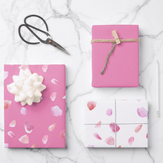 Feuille De Papier Cadeau Pétales roses (Recto)