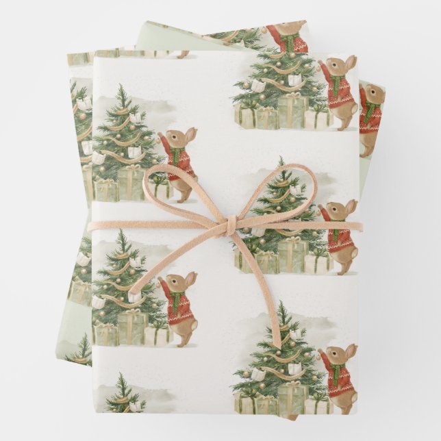 Feuille De Papier Cadeau Peter Rabbit Christmas tree (En situation)